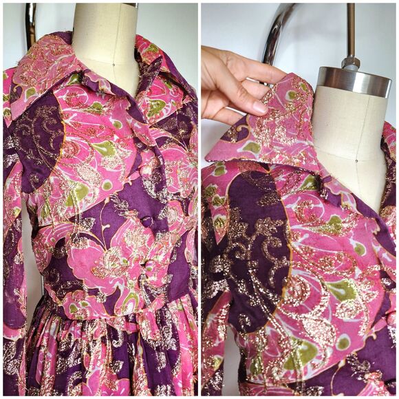 Oscar De La Renta Dress Metallic Dress - Colorful Dress - Floral Bright Dress XS - Picture 5 of 10